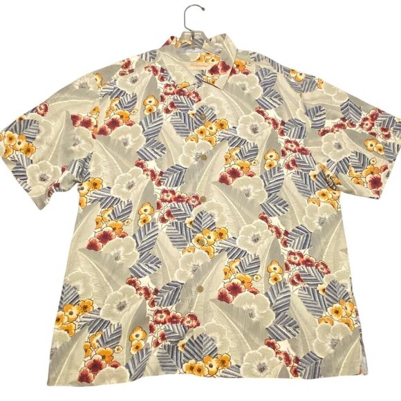 Tommy Bahamas Silk Tropical Cherry Blossoms Button Down Shirt Size XL - Picture 2 of 7